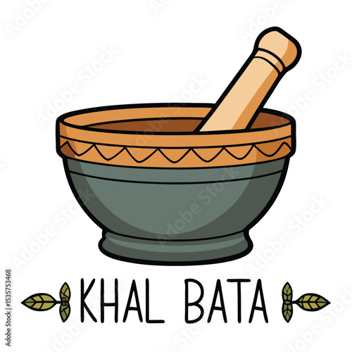 A traditional Indian Khal Batta, a mortar and pestle, made of stone for grinding spices.