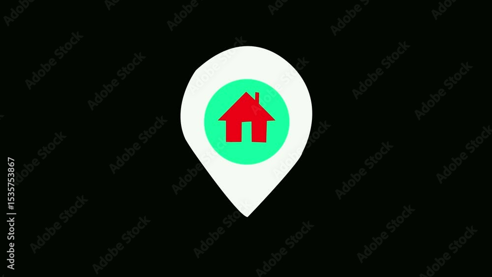 Precision Points Black Location Marker Animation on White Background Precision Points Black Location Marker Animation on White Background