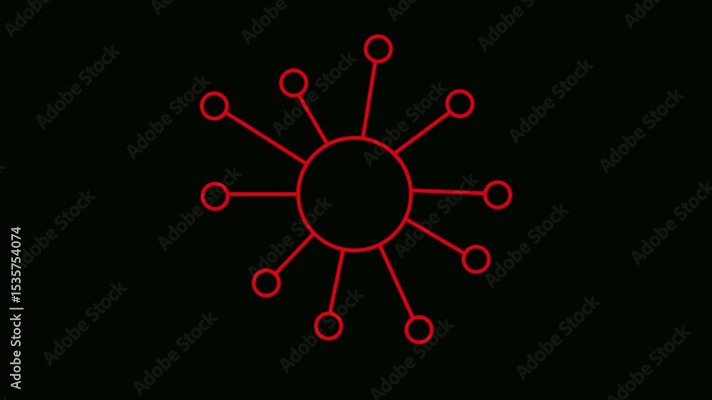 Connected networking icon on black background, Animation of network of connections with networking and technology concept Connected networking icon on black background, Animation of network of connections with networking and technology concept