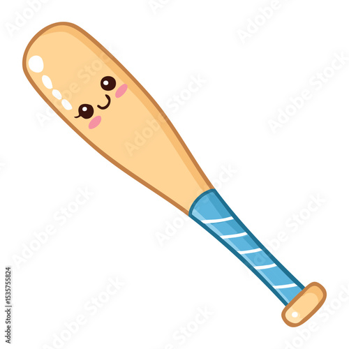 A charming illustration of a baseball bat with an animated expression