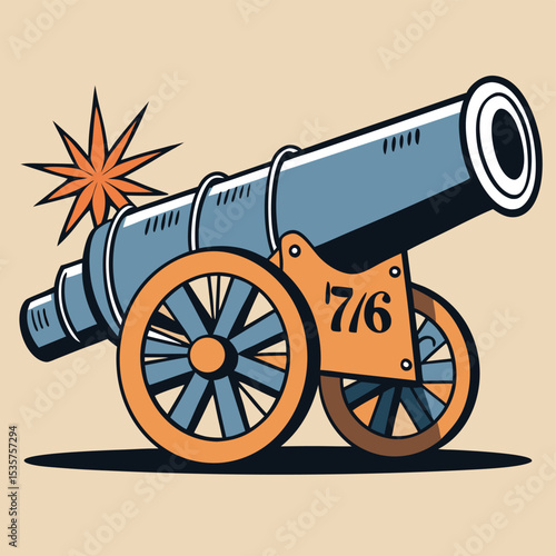 Historical cannon with "1776" engraving, symbolizing American independence and the nation's founding history
