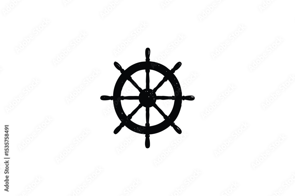 Obraz premium marine-steering-wheel-silhouette-for-logo-hand-dra.eps