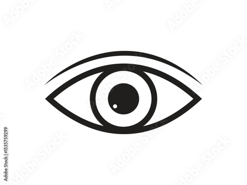 Eye icon vector illustration with iris and eyelash in a simple design style
