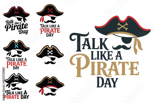Creative vector illustrations featuring pirate characters celebrating talk like a pirate day festivities