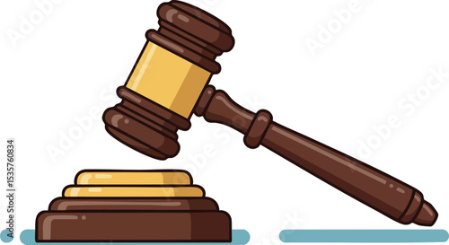 Judge Gavel and Sound Block Legal Justice Symbol Vector Illustration 