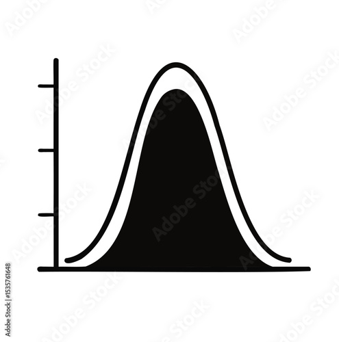 Bell Curve Graph Icon – Dual Distribution Outline Vector on White Background