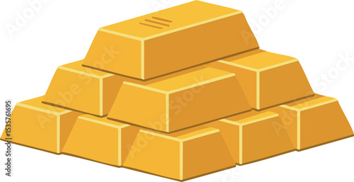 Gold bars stack illustration with shiny yellow golden metal bullion vector design 