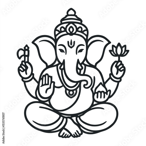 Ganesh black and white Ganesha or Vinayaka Chavithi or Vinayagar Chaturthi Ganesha Ganapati Ganesh.