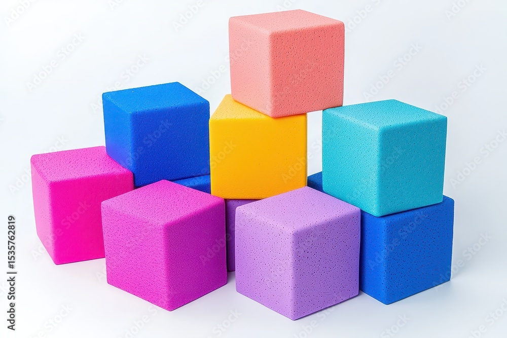 A pile of colorful foam blocks A pile of colorful foam blocks