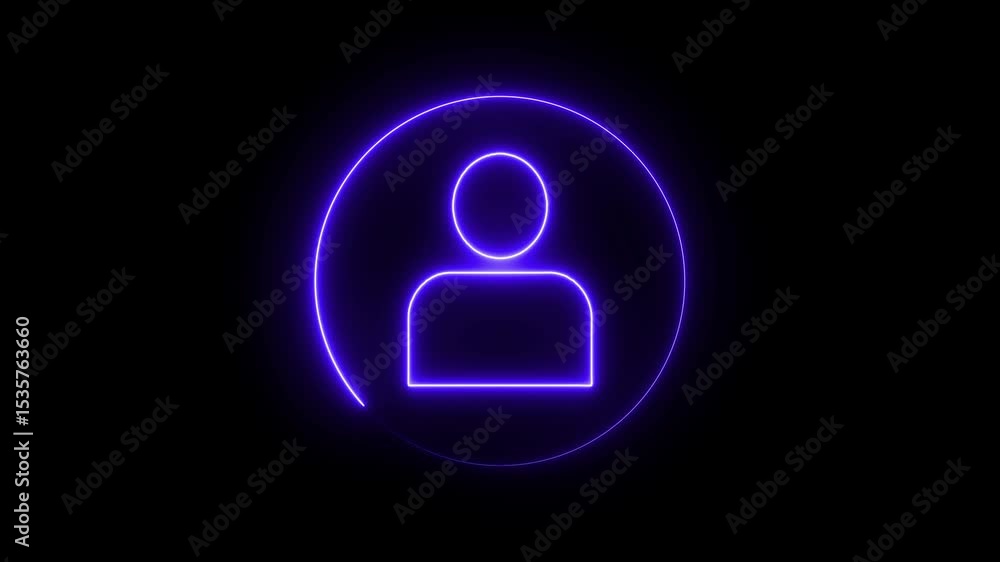 Neon glowing people icon on black background. Communication man profile icon. User line icon concept. Neon line profile avatar icon Neon glowing people icon on black background. Communication man profile icon. User line icon concept. Neon line profile avatar icon
