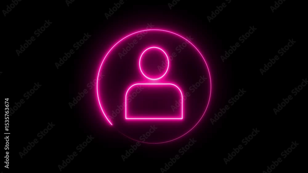 Neon glowing people icon on black background. Communication man profile icon. User line icon concept. Neon line profile avatar icon Neon glowing people icon on black background. Communication man profile icon. User line icon concept. Neon line profile avatar icon