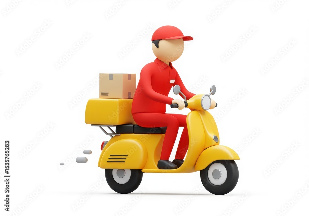 Delivery man on scooter with package Delivery man on scooter with package