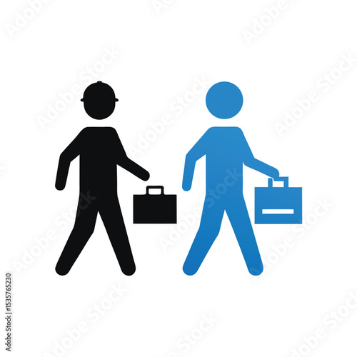Worker Walking with Toolbox Flat Character Art