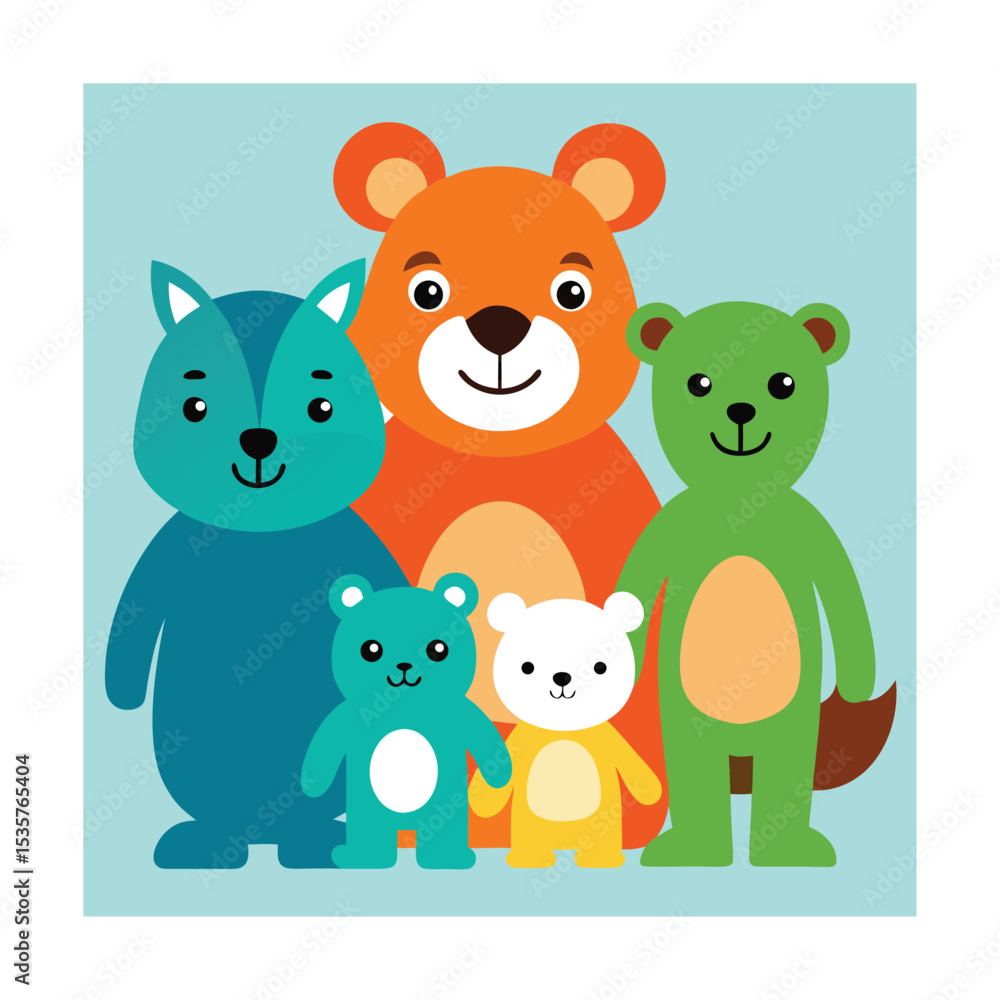 Fototapeta premium Happy Animals Celebrating Family Day Artwork