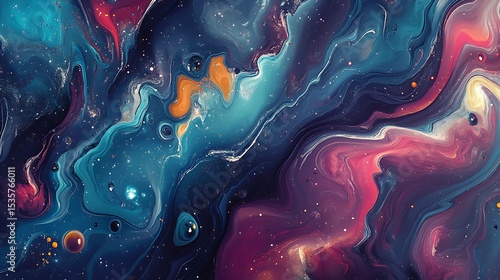Cosmic Nebula Abstract Art Background Texture with Vivid Color Swirls