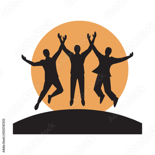 Business Team Jumping In Joy