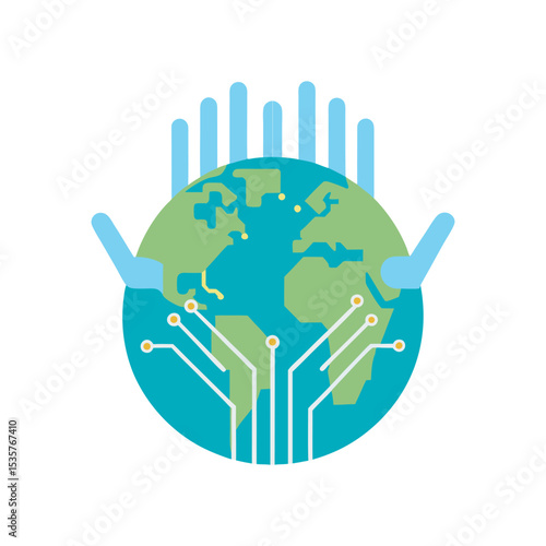 Hands Holding Globe Tech Concept