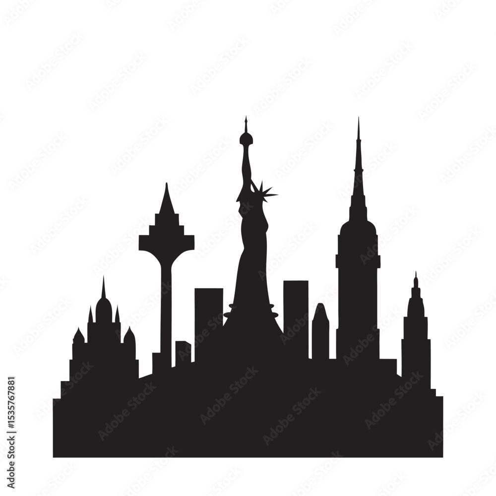 Fototapeta premium Skyline Landmark At Dawn Vector