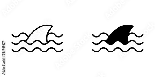 shark fin  Icon set Symbol isolated white background. vector illustration. color editable.