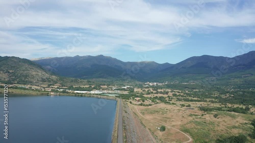 Lake and mountains spain, with Dam 4k