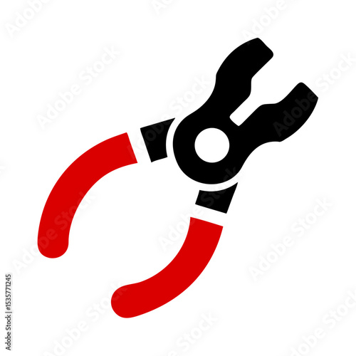 Garden Pruning Shears Icon – Vector Illustration of Hand Clippers with Red Handles