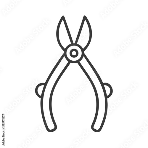 Garden Pruning Shears Icon – Vector Illustration of Hand Clippers with Red Handles