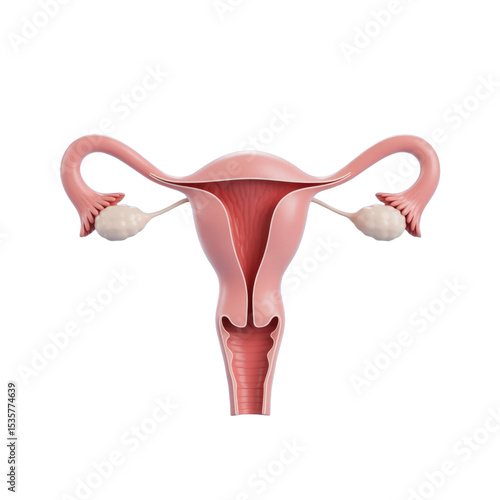 Anatomy of female reproductive system diagram showing uterus ovaries and fallopian tubes details medical illustration