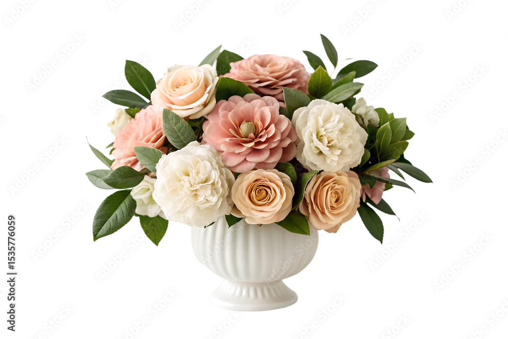 Obraz premium bouquet of roses in vase Isolated on transparent background