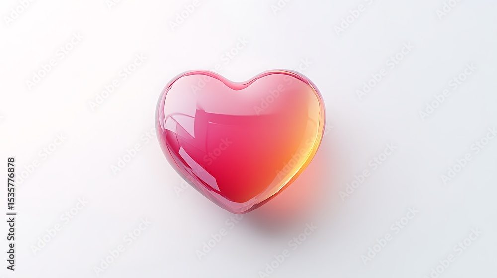 Red Glass Heart On White Background Love And Romance Design Element Red Glass Heart On White Background Love And Romance Design Element