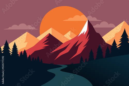 sunset in mountains