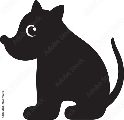 minimalistic animal image in silhouette form, rendered in a sleek vector style, set against a crisp white background that provides high contrast to the dark outline of the animal, with bold lines and 