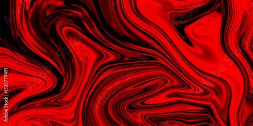 Marbleized bright effect with fluid painting, background for kitchen. Paper with soft waves and black fabric liquid metallic art paint texture. Abstract red and black Liquid shape background.