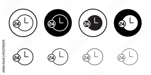 24 Hrs icon Thin line illustration set vector