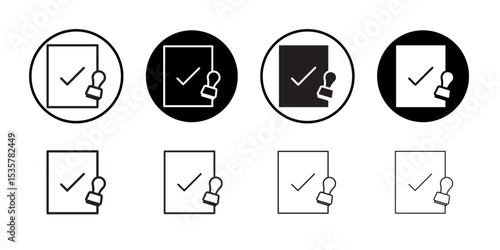 Approved document icon Thin line illustration set vector