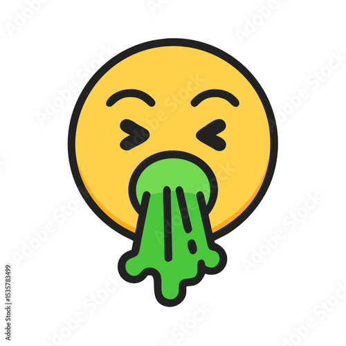 Vomiting Face Emoji Indicating Nausea Illness or Disgusting Experience Illustration colorful vector icon