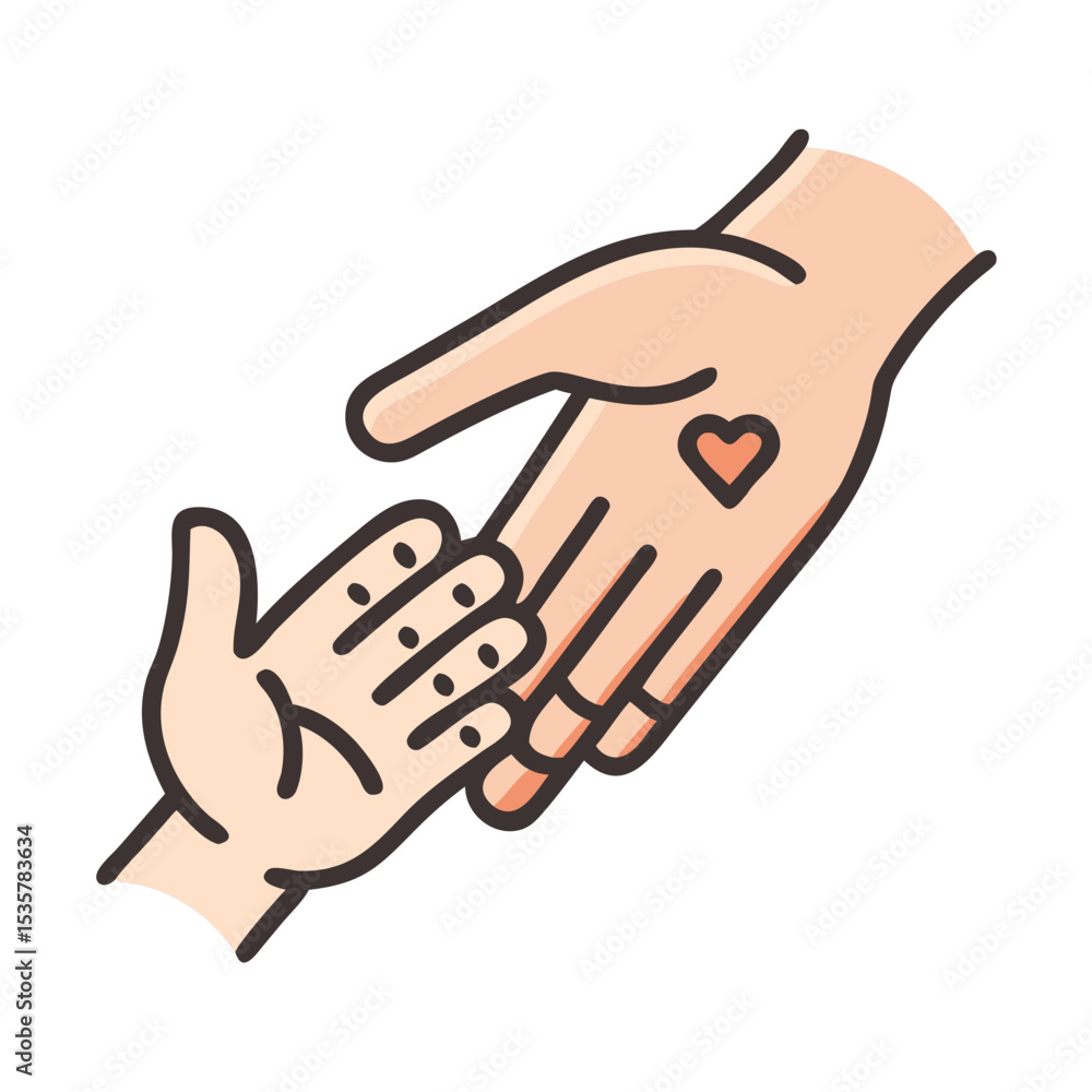 Obraz premium A Helping Hand An Illustration of Support Guidance and Love colorful vector icon