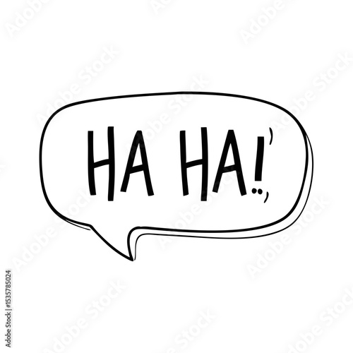 Simple cartoon speech bubble with the text 'HA HA' inside it colorful vector icon