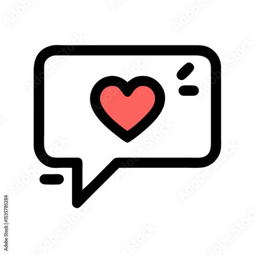 Heart in a speech bubble, a symbol of love and online communication colorful vector icon