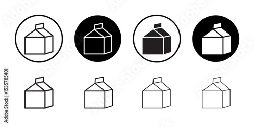 Milk carton icon Thin line illustration set vector