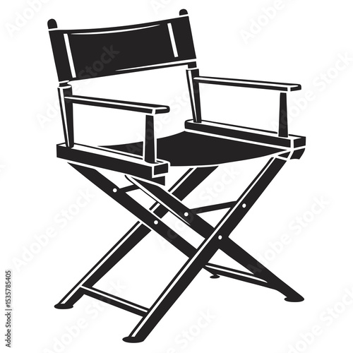 Classic Black and White Directors Chair Illustration for Film Industry