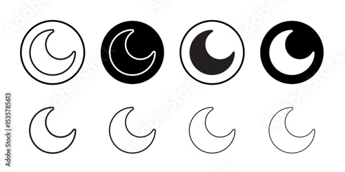 Moon icon Thin line illustration set vector