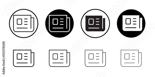 Newspaper icon Thin line illustration set vector