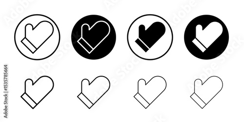 Oven mitt icon Thin line illustration set vector