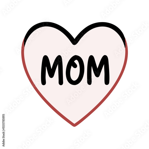 A heartfelt declaration of love for Mom displayed inside a stylized heart colorful vector icon