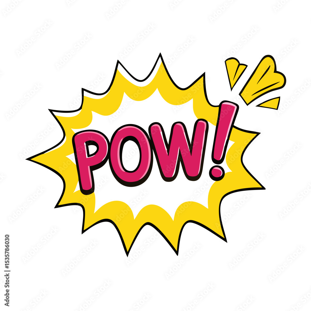 Fototapeta premium Pop Art Comic Style Illustration of the Word Pow with an Exclamation colorful vector icon