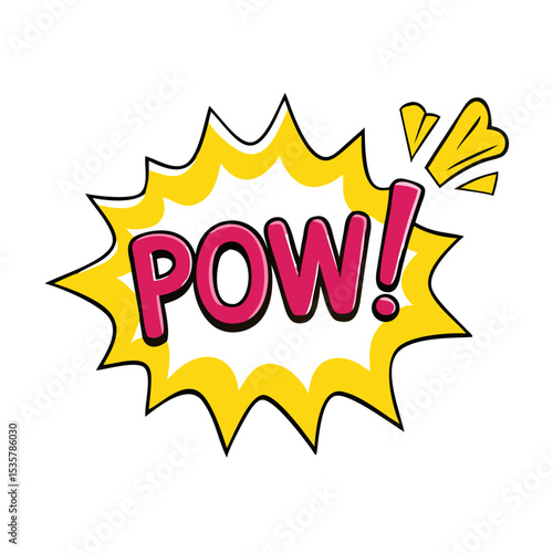 Pop Art Comic Style Illustration of the Word Pow with an Exclamation colorful vector icon