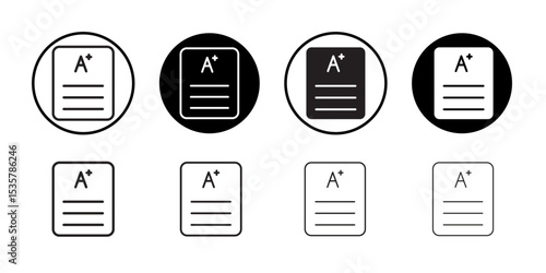 Report card icon Thin line illustration set vector