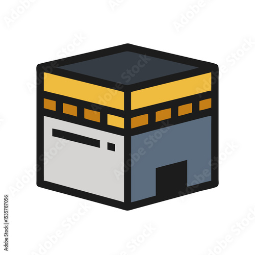 Stylized Vector Illustration of the Holy Kaaba in Mecca, Saudi Arabia colorful vector icon