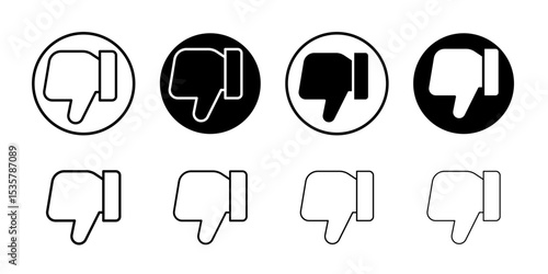 Thumbs down icon Thin line illustration set vector