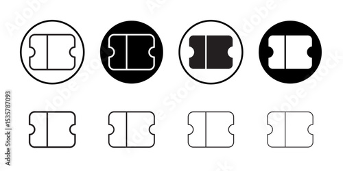 Ticket icon Thin line illustration set vector